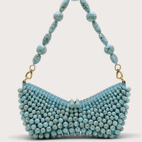 cult gaia Handbags - Cult Gaia Mercier Shoulder Bag Ibiza Turquoise Beaded Clutch NWT
